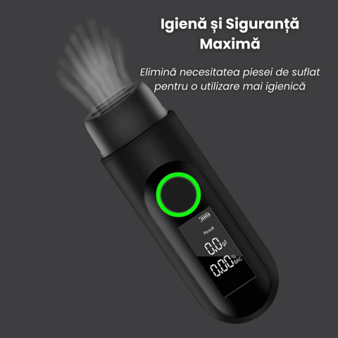 Tester Alcool Digital HASEPE, Senzor Semiconductor Precizie Ridicata, Afisaj LCD Iluminat, Reincarcare USB Type-C, Portabil, Functie Alarma, Negru [3]