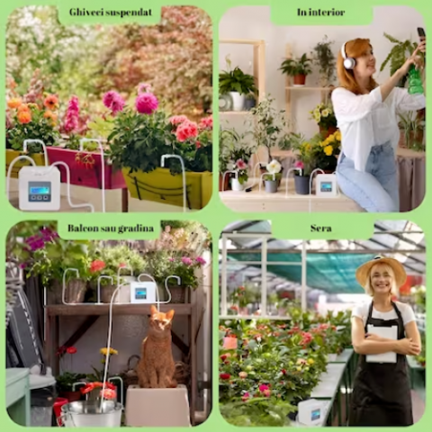 Sistem de irigare automat pentru plante, HASEPE, pentru 10 ghivece, udare prin picurare, temporizator pentru apa, programabil, conectare usb [5]