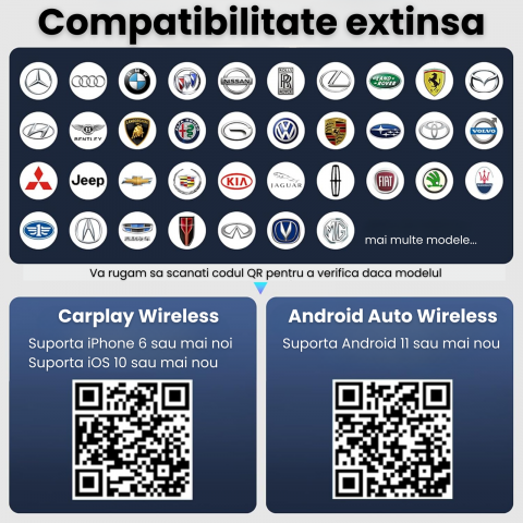 Adaptor Auto Wireless CarPlay si Android Auto HASEPE Ai Box, Adaptor Bluetooth Dual Wi-Fi 5G, HDMI, Android 11, Plug & Play, 4GB RAM, 32GB, CarPlay Wireless, Netflix/YouTube [5]
