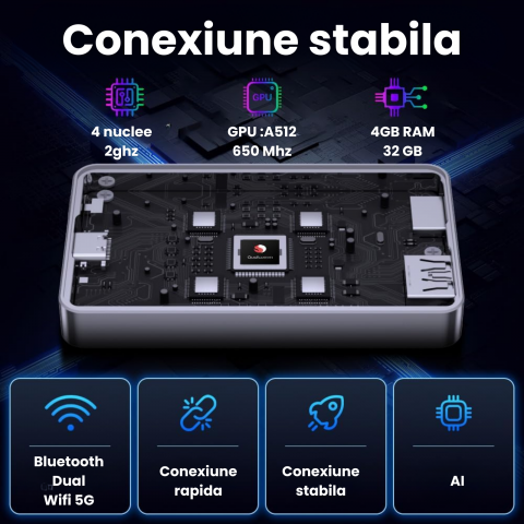 Adaptor Auto Wireless CarPlay si Android Auto HASEPE Ai Box, Adaptor Bluetooth Dual Wi-Fi 5G, HDMI, Android 11, Plug & Play, 4GB RAM, 32GB, CarPlay Wireless, Netflix/YouTube [3]