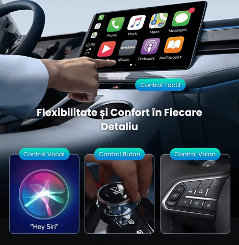 Adaptor Wireless 2 in 1 CarPlay si Android Auto HASEPE Slim, Adaptor Android Auto Wireless, Modulator Android Auto, Adaptor Wireless CarPlay Apple, Smart USB, Negru [3]