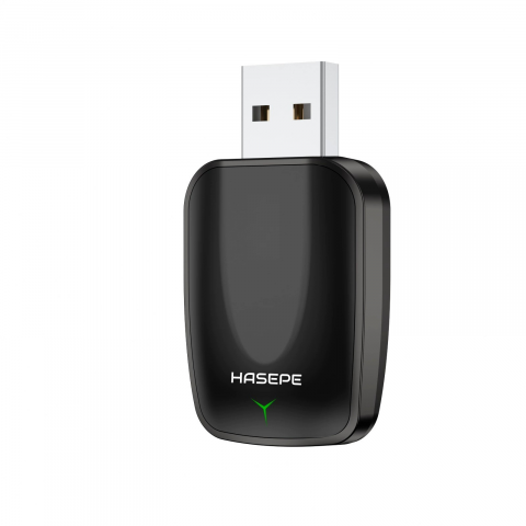 Accesorii electronice auto - Adaptor Wireless 2 in 1 CarPlay si Android Auto HASEPE Slim, Adaptor Android Auto Wireless, Modulator Android Auto, Adaptor Wireless CarPlay Apple, Smart USB, Negru