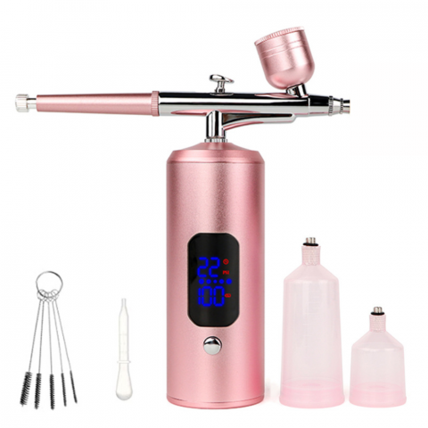 Aerograf cu Dubla Actiune HASEPE, Duza de 0,3 mm, instrumente de curatare, Afisaj LCD, fara fir, 38 PSI, Pentru arta unghiilor, Pictura corporala, Tatuaj semi-permanent, Decorarea torturilor, Masina, [0]