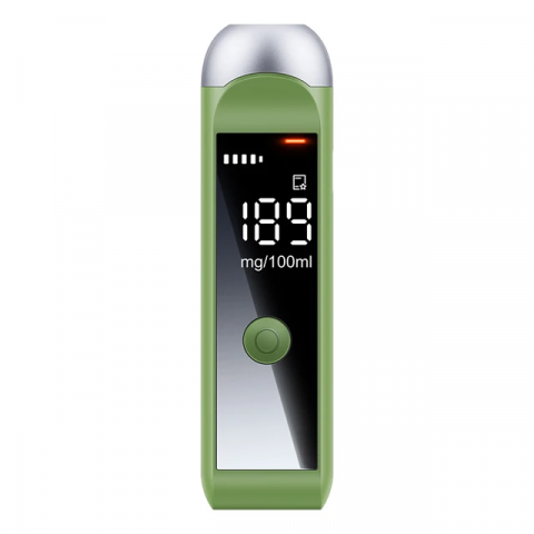 Testere alcoolemie - Etilotest Non-Contact HASEPE, Alcool Tester Portabil Digital, Testare Rapida Multipla, Autonomie 7 Zile, Display LCD Iluminat, Incarcare USB-C, Verde Compact