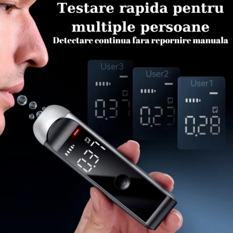 Etilotest Non-Contact HASEPE, Alcool Tester Portabil Digital, Analiza Rapida, Autonomie 7 Zile, Display LCD Iluminat, Incarcare USB-C, Testare Multipla, Negru [3]