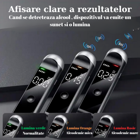 Etilotest Non-Contact HASEPE, Alcool Tester Portabil Digital, Analiza Rapida, Autonomie 7 Zile, Display LCD Iluminat, Incarcare USB-C, Testare Multipla, Negru [7]