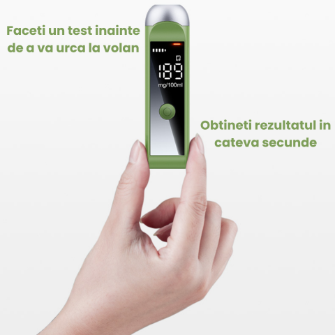 Etilotest Non-Contact HASEPE, Alcool Tester Portabil Digital, Testare Rapida Multipla, Autonomie 7 Zile, Display LCD Iluminat, Incarcare USB-C, Verde Compact [6]