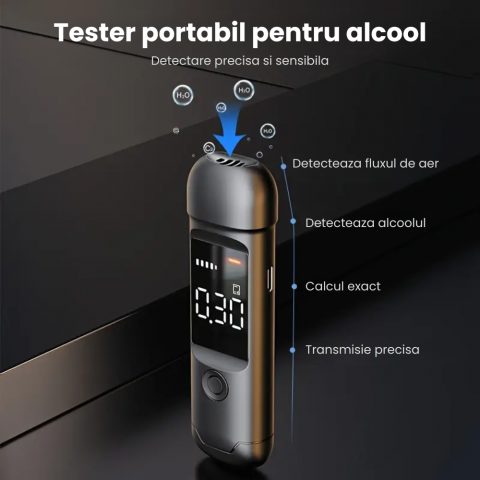Etilotest Profesional HASEPE, Alcool Tester Digital Non-Contact, Precizie +0.015%, Calibrare Automata, Memorare Rezultate, Display LCD, Autonomie Extinsa, Negru [3]