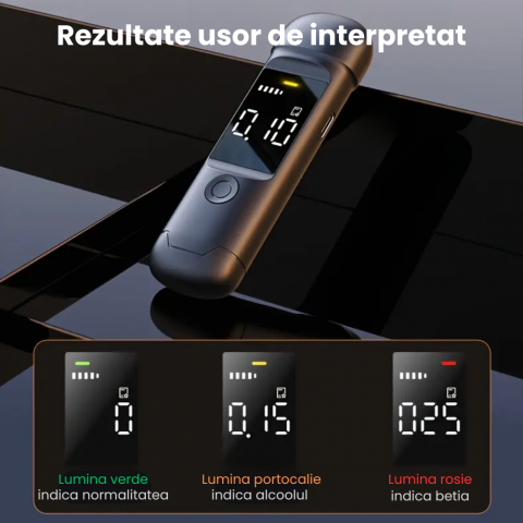 Etilotest Profesional HASEPE, Alcool Tester Digital Non-Contact, Precizie +0.015%, Calibrare Automata, Memorare Rezultate, Display LCD, Autonomie Extinsa, Negru [5]