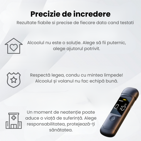 Etilotest Profesional HASEPE, Alcool Tester Digital Non-Contact, Precizie +0.015%, Calibrare Automata, Memorare Rezultate, Display LCD, Autonomie Extinsa, Negru [2]