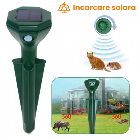Aparat Anti Cartite si Sobolani de Pamant HASEPE, Anti Soareci de Camp si Serpi, Vibratii Solare 360°, Rezistent la Apa, Incarcare Solara, Protectie Gradina, Verde [2]