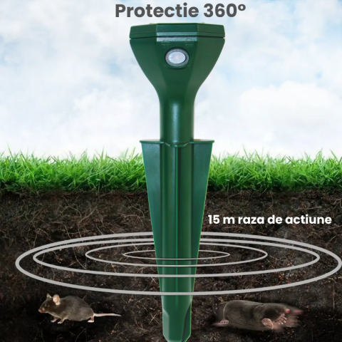 Aparat Anti Cartite si Sobolani de Pamant HASEPE, Anti Soareci de Camp si Serpi, Vibratii Solare 360°, Rezistent la Apa, Incarcare Solara, Protectie Gradina, Verde [4]