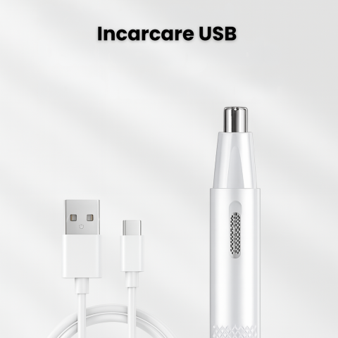 Aparat Tuns Par Nas si Urechi HASEPE, Trimmer Facial Electric USB, Lame Otel Inoxidabil, Cap Rotativ, Design Compact 15x1cm, Curatare Usoara, Alb [4]
