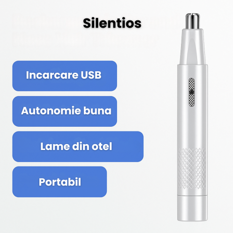 Aparat Tuns Par Nas si Urechi HASEPE, Trimmer Facial Electric USB, Lame Otel Inoxidabil, Cap Rotativ, Design Compact 15x1cm, Curatare Usoara, Alb [5]