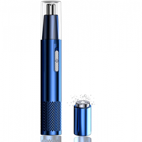 Aparate de tuns - Aparat Tuns Par Nas si Urechi HASEPE, Trimmer Facial Electric USB, Lame Otel Inoxidabil, Cap Rotativ, Design Compact 15x1cm, Curatare Usoara, Albastru