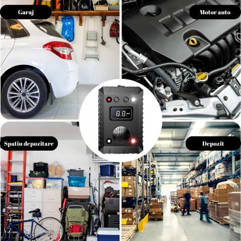Aparat Anti Rozatoare Auto HASEPE, Anti Soareci si Sobolani, Protectie Motoare Masini si Garaje, Ultrasunete si LED Stroboscopic, Alimentare 12V/24V, Mod Standby Automat, Negru [2]