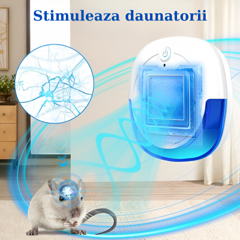 Aparat Impotriva Rozatoarelor si Insectelor HASEPE, Control Electronic cu Ultrasunete 12-150Hz, Anti Gandaci si Tantari, Acoperire 160mp, Protectie 360°, Fara Chimicale, Alb [4]