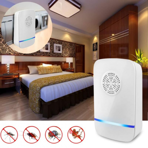 Aparat Impotriva Rozatoarelor si Insectelor HASEPE, Anti Gandaci si Tantari, Tehnologie Ultrasunete 360°, Acoperire 200mp, Ecologic, Fara Chimicale, Sigur Copii si Animale, Alb/Albastru [2]