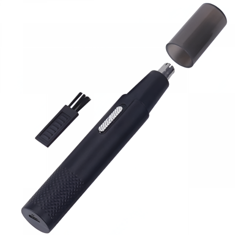 Aparate de tuns - Aparat Tuns Par Nas si Urechi HASEPE, Trimmer Facial Electric USB, Lame Inox, Motor 6000 RPM, Cap Rotativ, Design Compact 15x1cm, Curatare Usoara, Negru