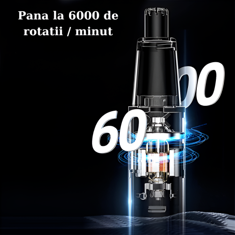Aparat Tuns Par Nas si Urechi HASEPE, Trimmer Facial Electric USB, Lame Inox, Motor 6000 RPM, Cap Rotativ, Design Compact 15x1cm, Curatare Usoara, Negru [4]