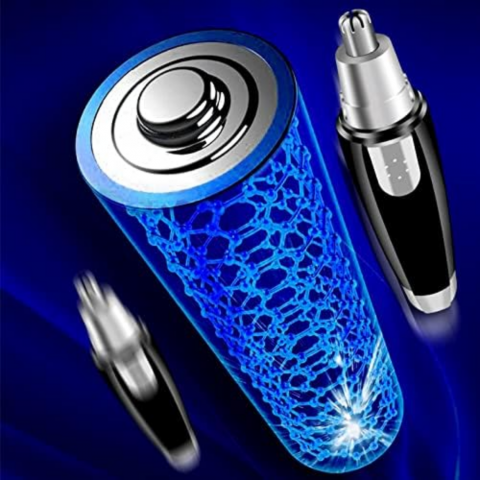 Aparat Tuns Par Nas si Urechi HASEPE, Trimmer Facial Electric, Sistem Taiere Dublu, Motor 6500 RPM, Lame Inox, Cap Rotativ Lavabil, Compact 12.5x2cm, Negru/Gri [2]