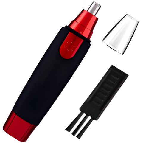 Aparat Tuns Par Nas si Urechi HASEPE, Trimmer Facial Electric, Motor 6500 RPM, Lame Inox, Cap Rotativ Lavabil, Design Compact 12.5x2cm, Negru/Rosu [0]