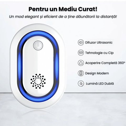 Aparat Repelent Ultrasunete HASEPE, Anti Rozatoare, Anti Gandaci, Anti Tantari si Insecte, Protectie 360°, Dual LED, Nivele Reglabile, Fara Chimicale, Sigur Familie, Alb [3]