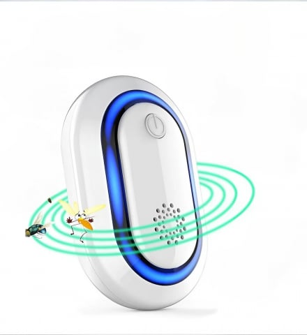 Articole antidaunatori gradina - Aparat Repelent Ultrasunete HASEPE, Anti Rozatoare, Anti Gandaci, Anti Tantari si Insecte, Protectie 360°, Dual LED, Nivele Reglabile, Fara Chimicale, Sigur Familie, Alb