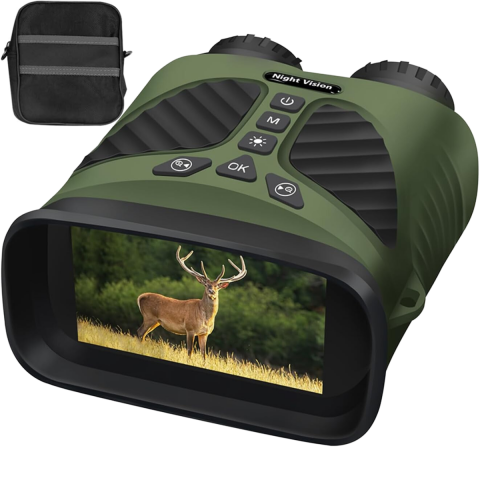 TV, Audio-Video & Foto - Binoclu de Noapte HASEPE, Night Vision cu Infrarosu, Zoom 8x, Ecran LCD 3", Rezolutie 40MP Foto si Video 2.5K, Vedere Clara 300m, Baterie Reincarcabila, Ideal Vanatoare, Camping, Verde