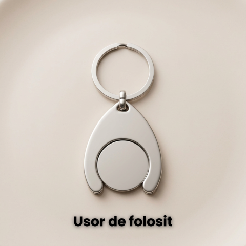 Breloc Carucior HASEPE® Metal Argintiu, Moneda Carucior Reutilizabila Pentru Supermarket, Breloc Chei Compact Si Rezistent, Moneda Carucior Universala, Breloc Carucior Portabil Pentru Cumparaturi Ziln [3]