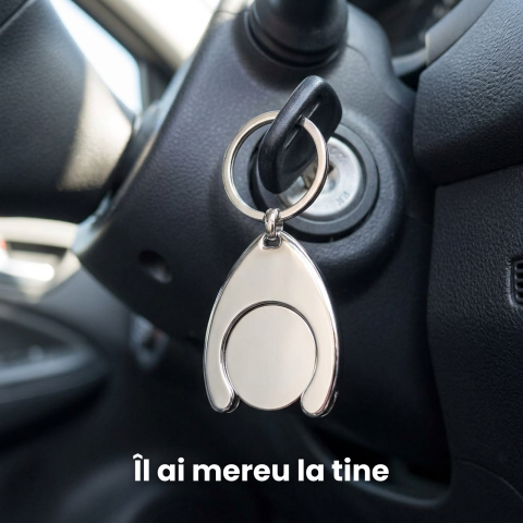 Breloc Carucior HASEPE® Metal Argintiu, Moneda Carucior Reutilizabila Pentru Supermarket, Breloc Chei Compact Si Rezistent, Moneda Carucior Universala, Breloc Carucior Portabil Pentru Cumparaturi Ziln [2]