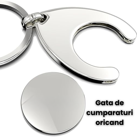 Breloc Carucior HASEPE® Metal Argintiu, Moneda Carucior Reutilizabila Pentru Supermarket, Breloc Chei Compact Si Rezistent, Moneda Carucior Universala, Breloc Carucior Portabil Pentru Cumparaturi Ziln [5]