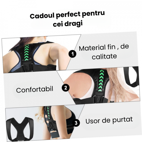 Corector Postura Inteligent HASEPE, Centura Spate Reglabila pentru Indreptarea Coloanei, Umerilor si Claviculei, Ham Ergonomic, Material Respirabil, Marime M, Barbati/Femei [4]