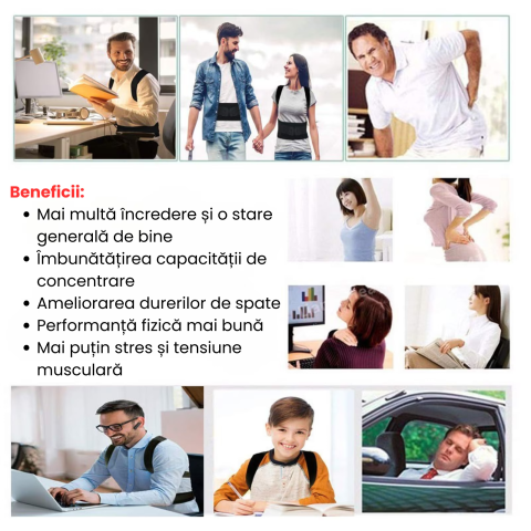 Corector postura HASEPE, centura REGLABILA pentru spate si corectie postura, sustine CIFoZA, LORDOZA, SCOLIOZA si HERNIE de DISC, ajuta la aliniere COLOANA si UMERI, centura LOMBARA ortopedica UNISEX  [8]