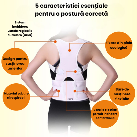 Corector postura HASEPE, centura REGLABILA pentru spate si corectie postura, sustine CIFoZA, LORDOZA, SCOLIOZA si HERNIE de DISC, ajuta la aliniere COLOANA si UMERI, centura LOMBARA ortopedica UNISEX  [7]