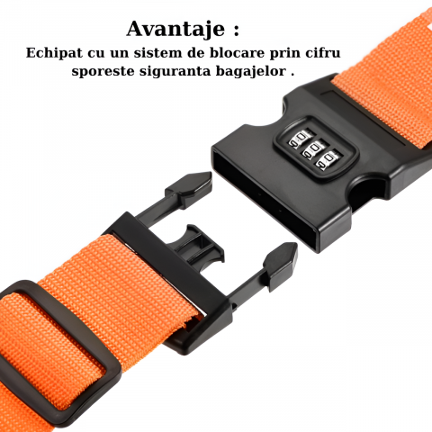 Curea pentru bagaje, cu combinatie pentru siguranta valizei, Portocaliu [3]