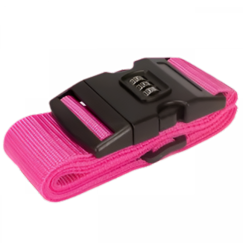 Curea Bagaje cu Combinatie HASEPE, Curea Antifurt Valiza, Lacat Cifru 3 Digits, Curea Reglabila 200x5cm, Nylon Rezistent, Roz [0]