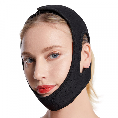Dispozitive si accesorii medicale uz casnic - Curea Anti Sforait HASEPE, Suport Maxilar pentru Barba si Barbie, Reglabila, Material Moale si Respirabil, Marime Universala, Negru