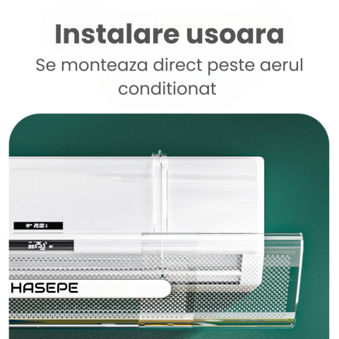 Deflector Aer Conditionat HASEPE, Reglabil 53–95 cm, Transparent, Protectie impotriva Curentului de Aer, Montaj Fara Gaurire, Universal [1]
