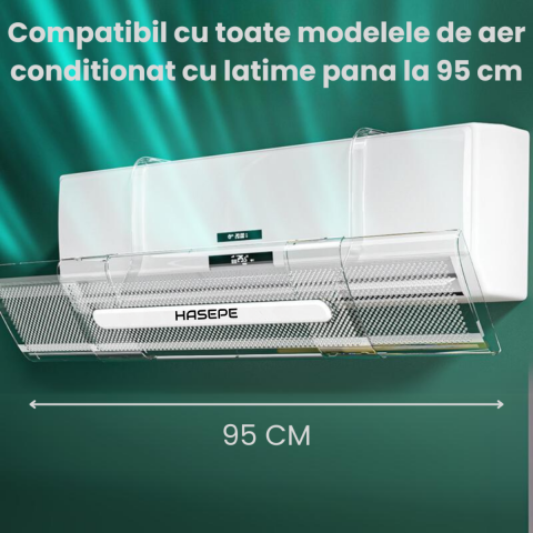 Deflector Aer Conditionat HASEPE, Reglabil 53–95 cm, Transparent, Protectie impotriva Curentului de Aer, Montaj Fara Gaurire, Universal [2]