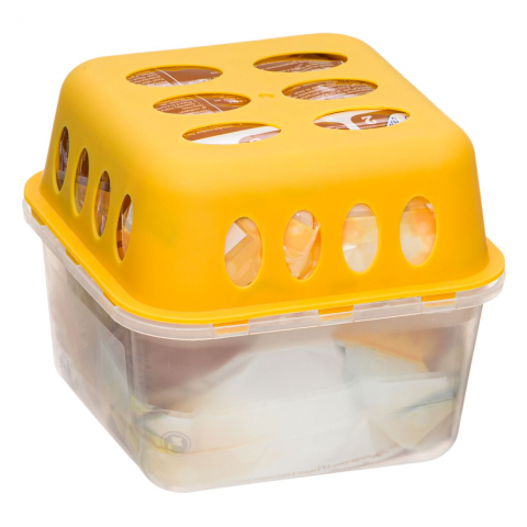 Dezumidificatoare - Dezumidificator Pasiv HASEPE, 2 Rezerve Incluse, 400 g, Parfum Vanilie, Fara Energie, Pentru Spatii Pana la 35 m², Bai, Dulapuri, Rulote si Autorulote