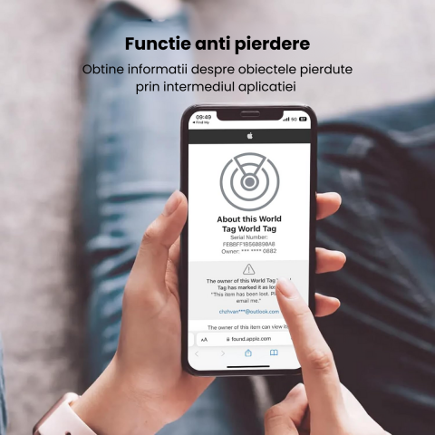 Dispozitiv anti-pierdere HASEPE, Smart Tag cu alarma, compatibil cu iOs Find My, cu localizare in timp real, pentru copii, animale, adulti, GPS, ABS, prin Bluetooth, pentru chei, bagaje, Alb [5]