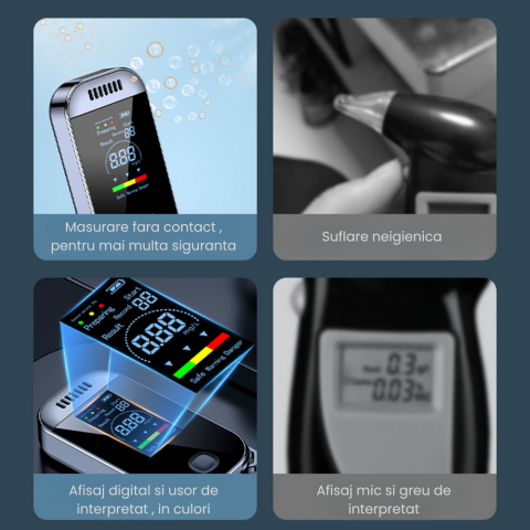 Etilotest Digital HASEPE Non-Contact, Afisaj Color LCD, Memorie 50 Teste, Calibrare Automata, Recunoastere Suflat Fals, Incarcare USB-C, Portabil [7]