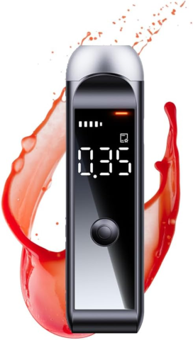 Testere alcoolemie - Etilotest Non-Contact HASEPE, Alcool Tester Portabil Digital, Analiza Rapida, Autonomie 7 Zile, Display LCD Iluminat, Incarcare USB-C, Testare Multipla, Negru