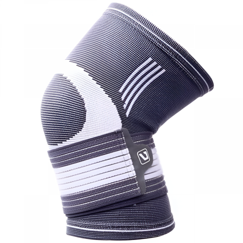 Suporturi ortopedice si orteze - Genunchiera Ajustabila HASEPE, Banda Reglabila cu Stabilizator Medical, Compresie si Suport Genunchi, Material Respirabil, Marime Universala, Pentru Sport, Recuperare, Dureri si Leziuni, Gri/Alb