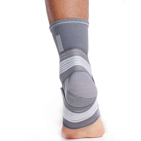 Glezniera Elastica HASEPE, Bandaj Tip Soseta cu Banda Reglabila Velcro, Compresie si Suport Glezna, Marime Universala, Unisex, Gri/Alb [4]