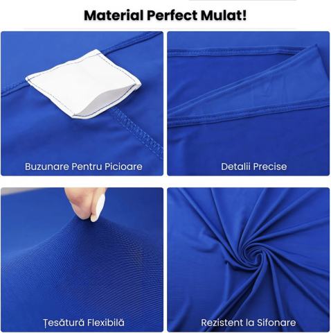 Husa Masa Cocktail HASEPE, Husa Elastica Evenimente, Fata de Masa Elastica Protectie Decor, Diametru 75-85 cm, Inaltime 110-120 cm, Albastra [4]