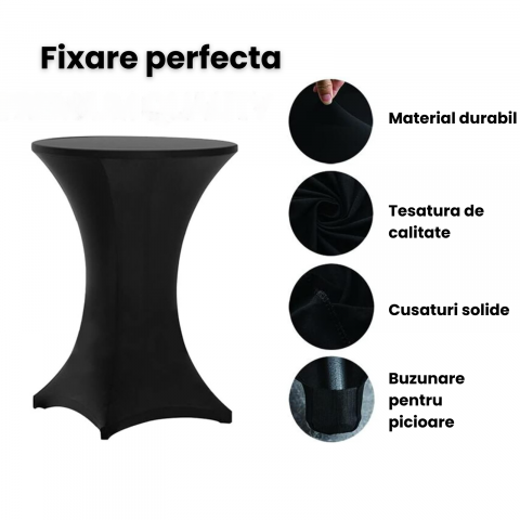 Husa Masa Cocktail Elastica HASEPE – Eleganta si Protectie pentru Evenimente Reusite!  Transforma orice eveniment cu husa elastica pentru masa cocktail HASEPE, creata special pentru a adauga un aspect [1]