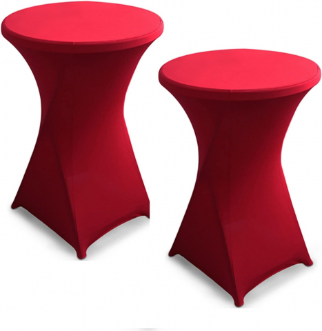 Fete de masa - Husa Masa Cocktail HASEPE, Husa Elastica Pentru Evenimente, Fata de Masa Protectie si Decor, Diametru 75-85 cm, Inaltime 110-120 cm, Rosu