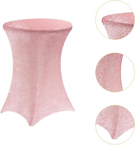 Fete de masa - Husa Masa Cocktail Roz HASEPE, Husa Elastica Pentru Evenimente, Fata de Masa Protectie si Decor, Diametru 80 cm, Inaltime 110 cm